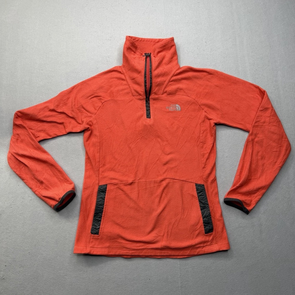 The North Face Kechua 1/4 Zip Fleece Pullover Womens Small S Orange Coral CF3G